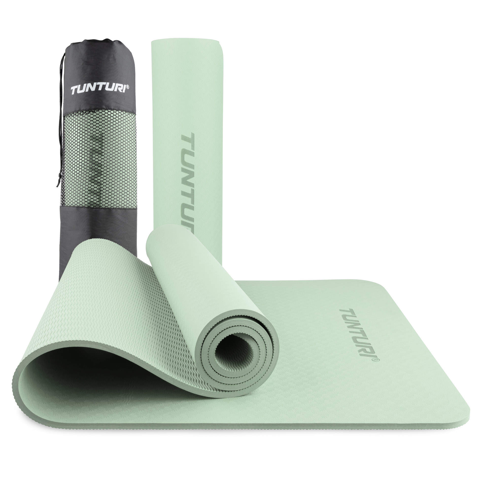 Aardbei wekelijks gespannen Yogamat 8mm - Munt - Tunturi Fitness